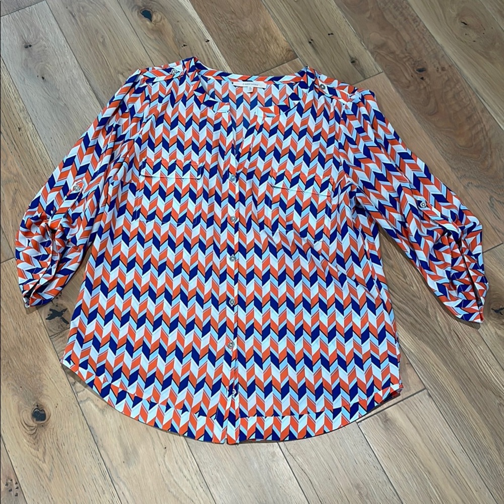 41 Hawthorn Orange and Blue Blouse Vibrant Style